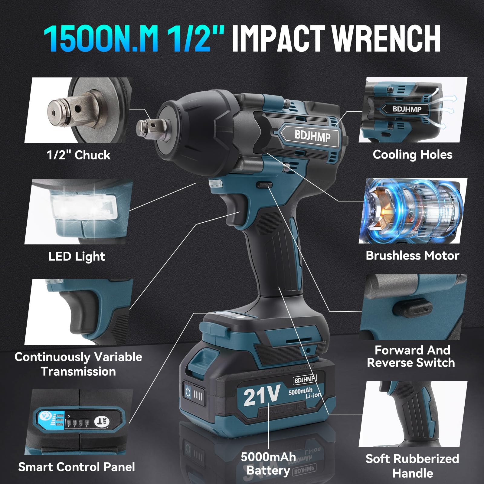 BDJHMP Makita 18V battery compatibility enables flexible power.