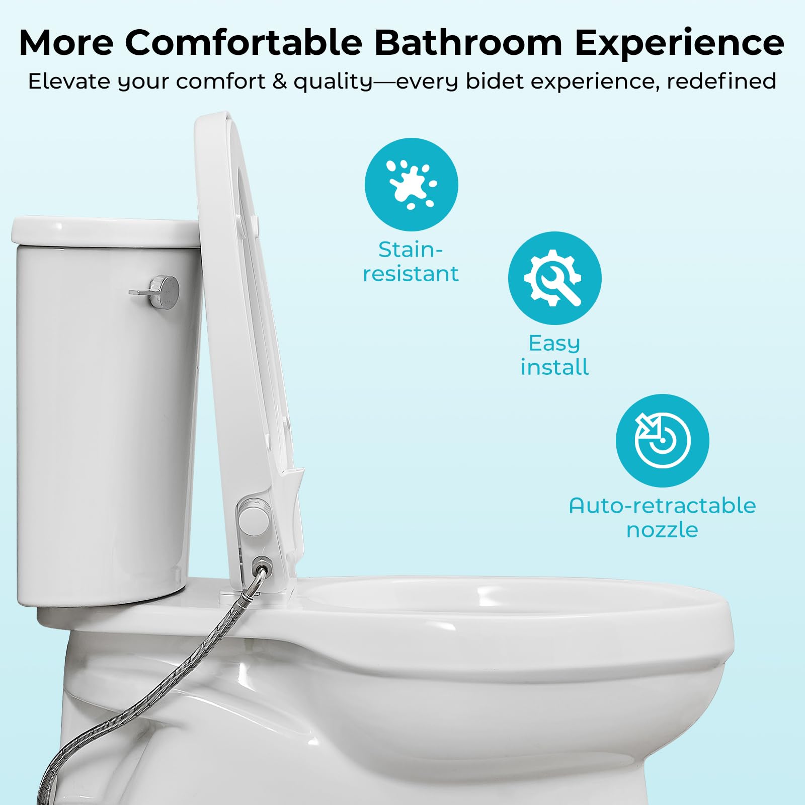 BDJM bidet seat slow-close lid reduces noise during use