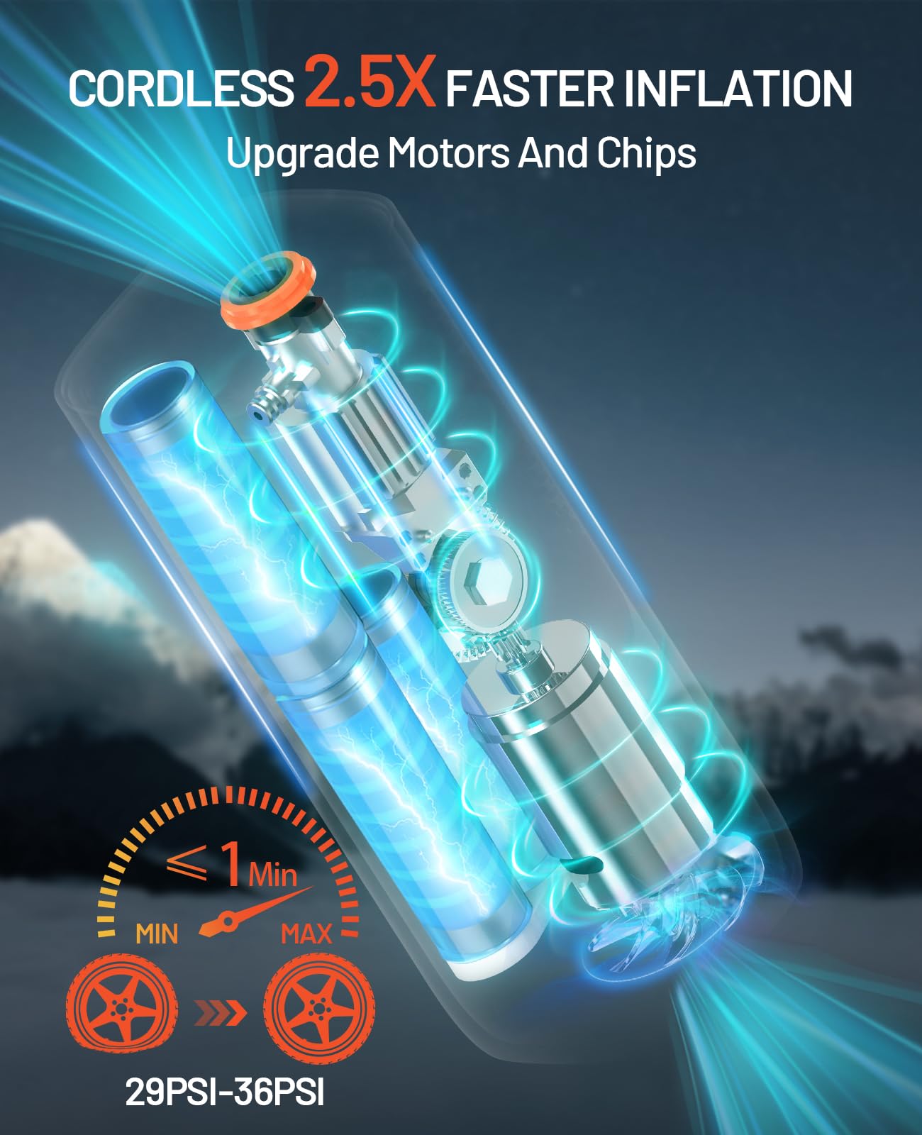 BDO 2025 Tire Inflator cordless design enables on-the-go inflation.