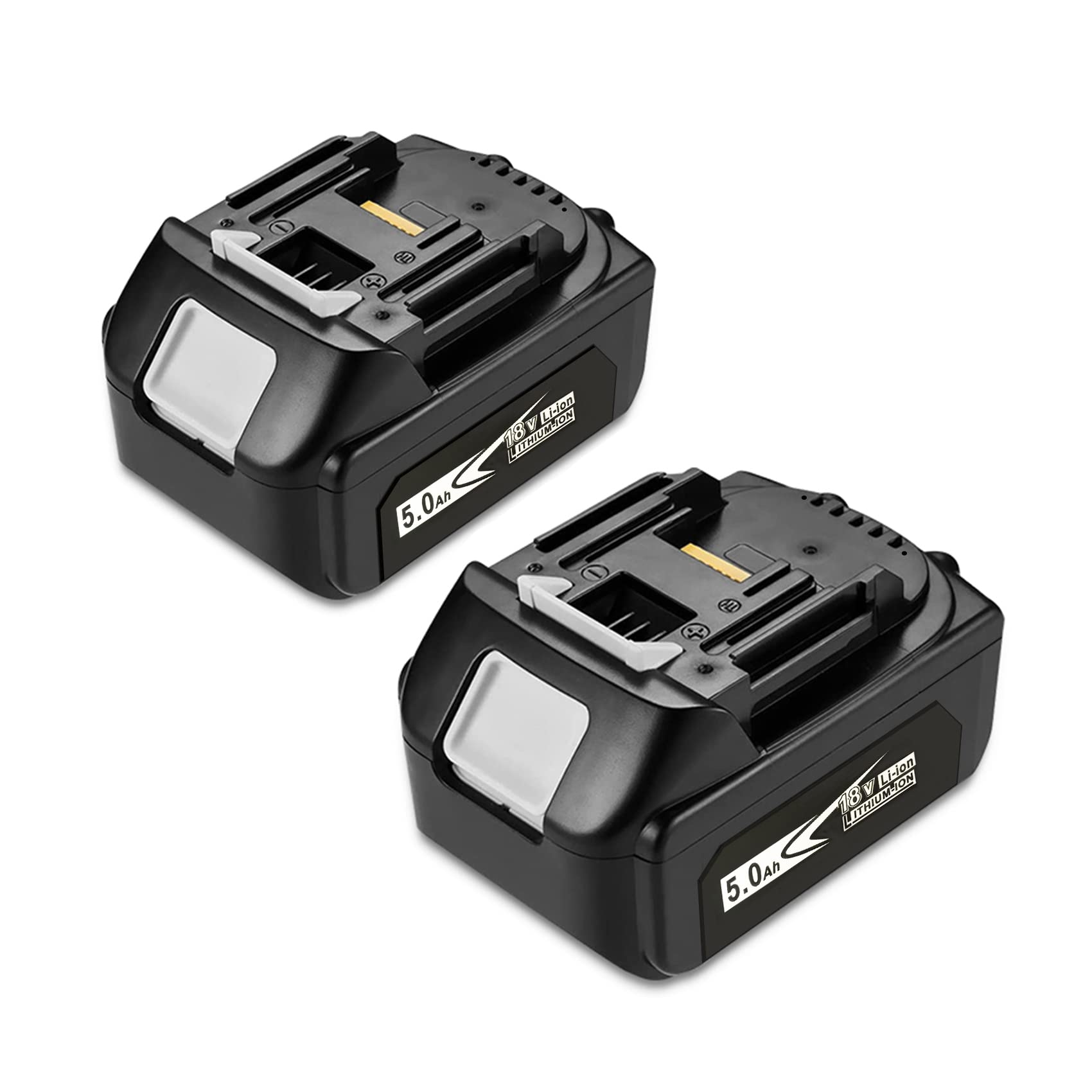 Bdreer 2-pack 5.0Ah 18V battery with LED indicator for precise charging status.