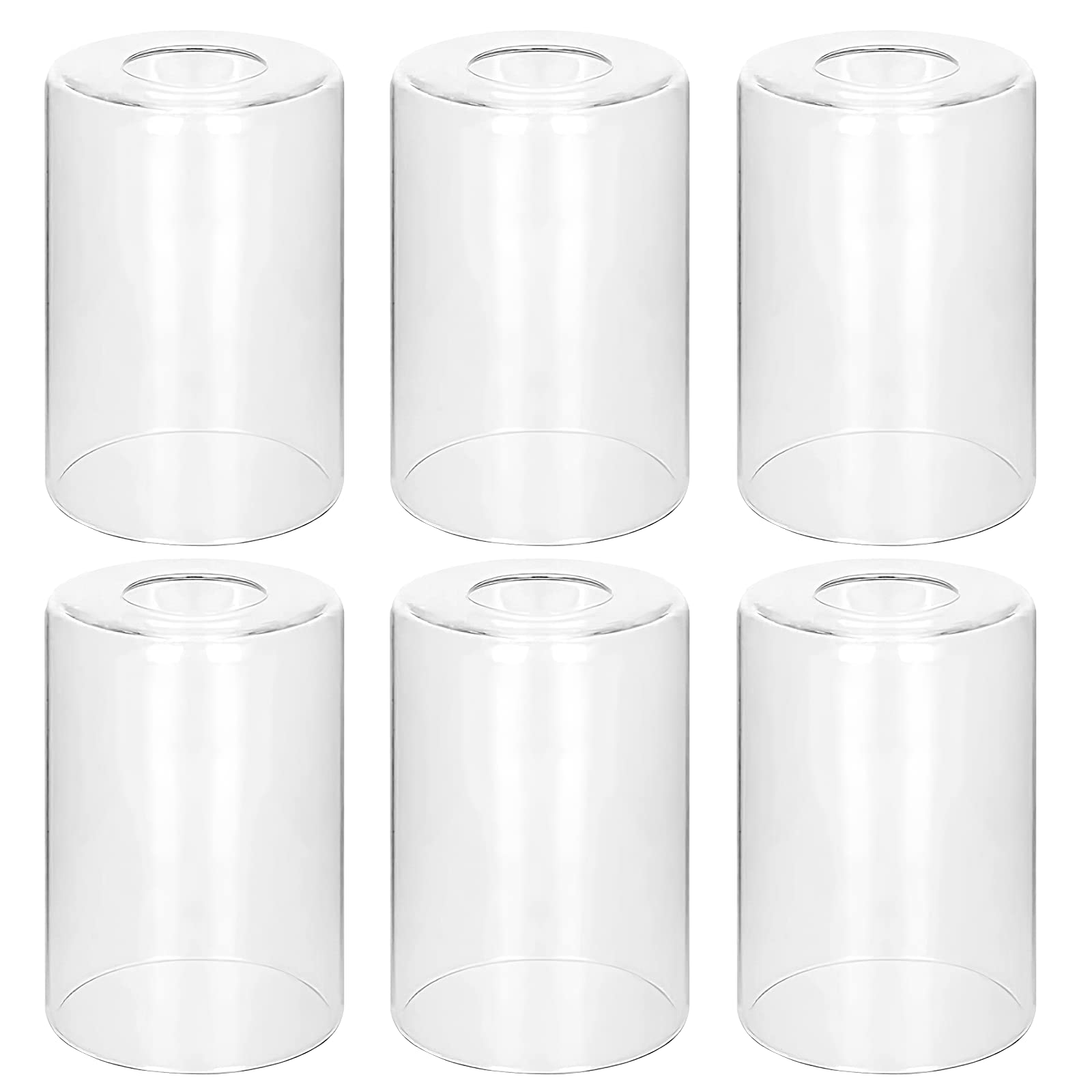 Bdrofn clear glass shade 6-pack closeup showing crystal clarity for bright, modern lighting