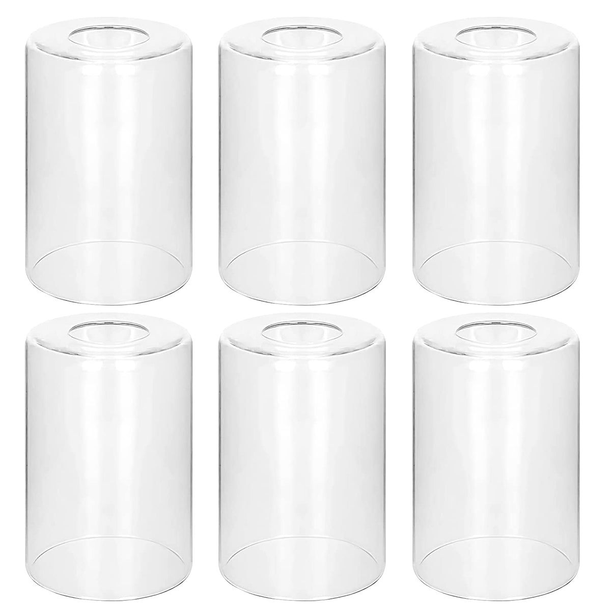 Bdrofn clear glass shade 6-pack closeup showing crystal clarity for bright, modern lighting