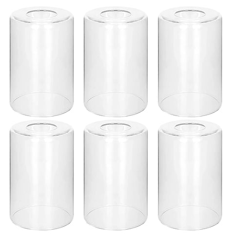 Bdrofn clear glass shade 6-pack closeup showing crystal clarity for bright, modern lighting