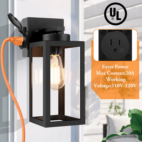 Bdrofn outdoor wall light with outlet enables easy access for tools and decor.