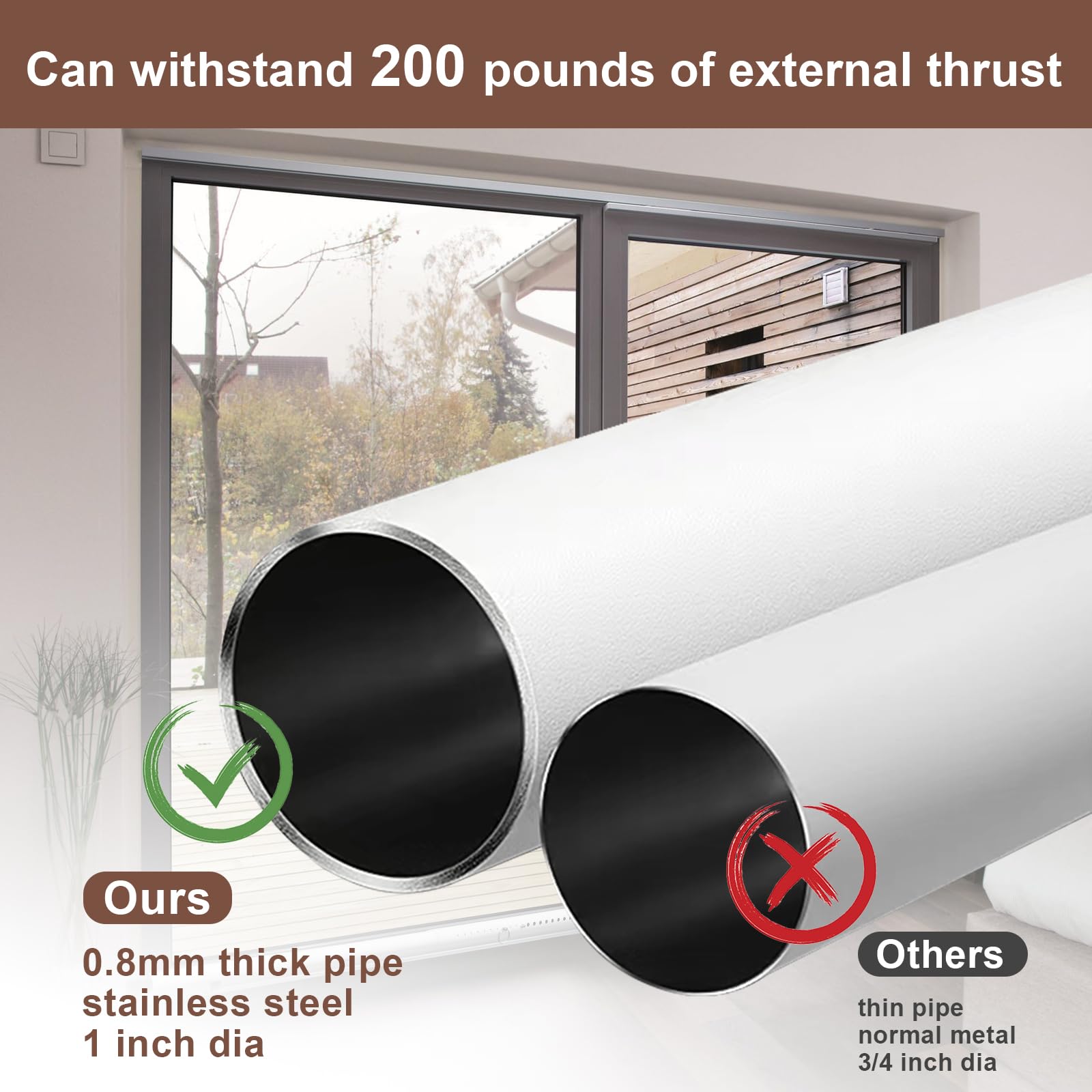 BeBecome sliding door security bar extended to 17.7–50.5 inches for a versatile fit.