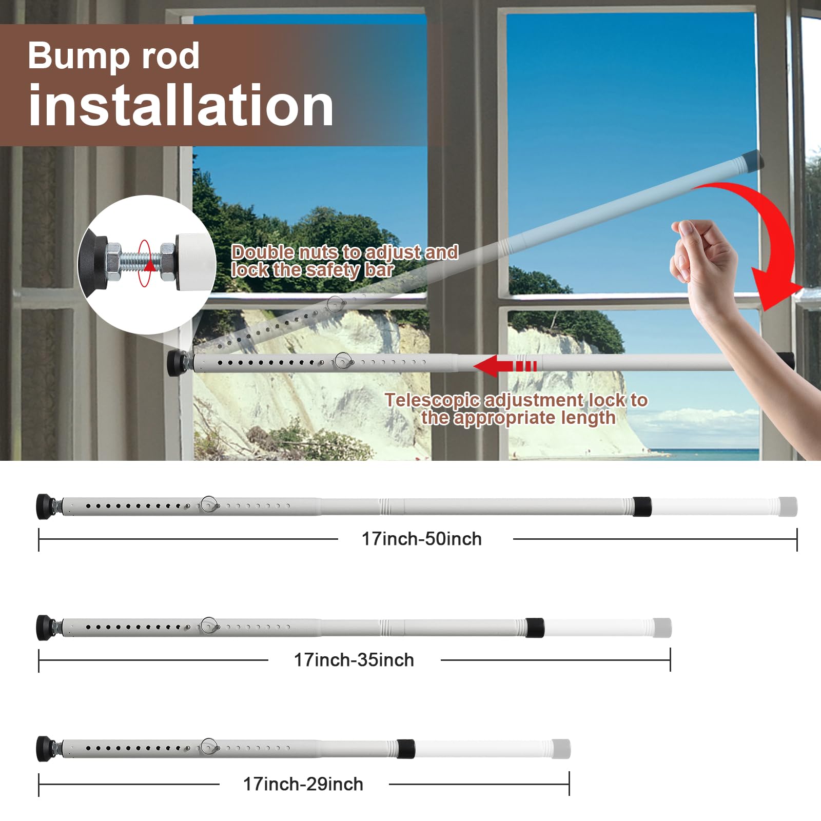 BeBecome sliding door security bar installed without drilling or tools.