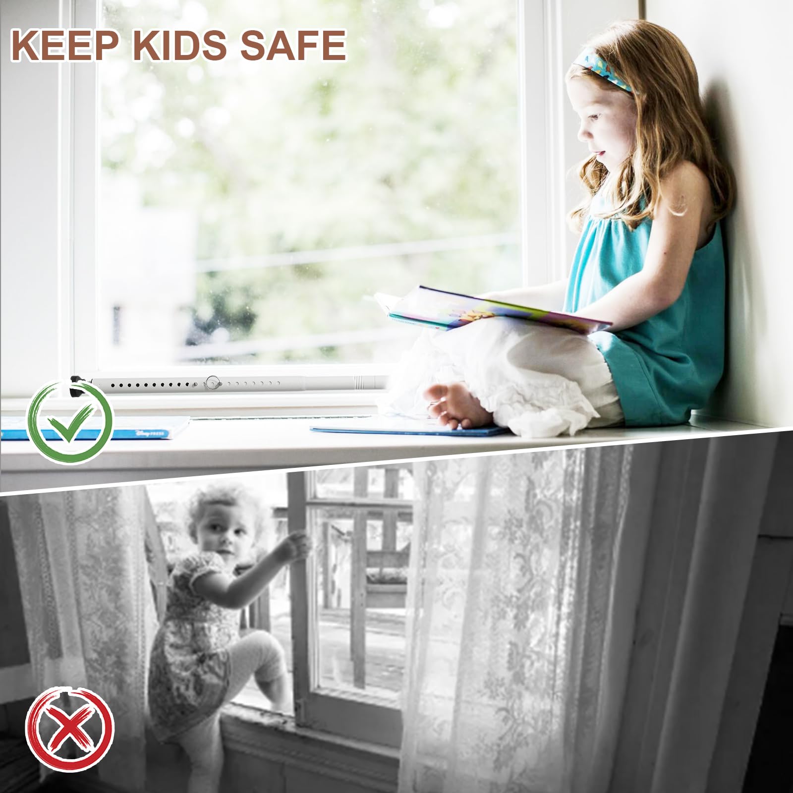 BeBecome sliding door security bar shows rubber-tipped ends protecting surfaces.