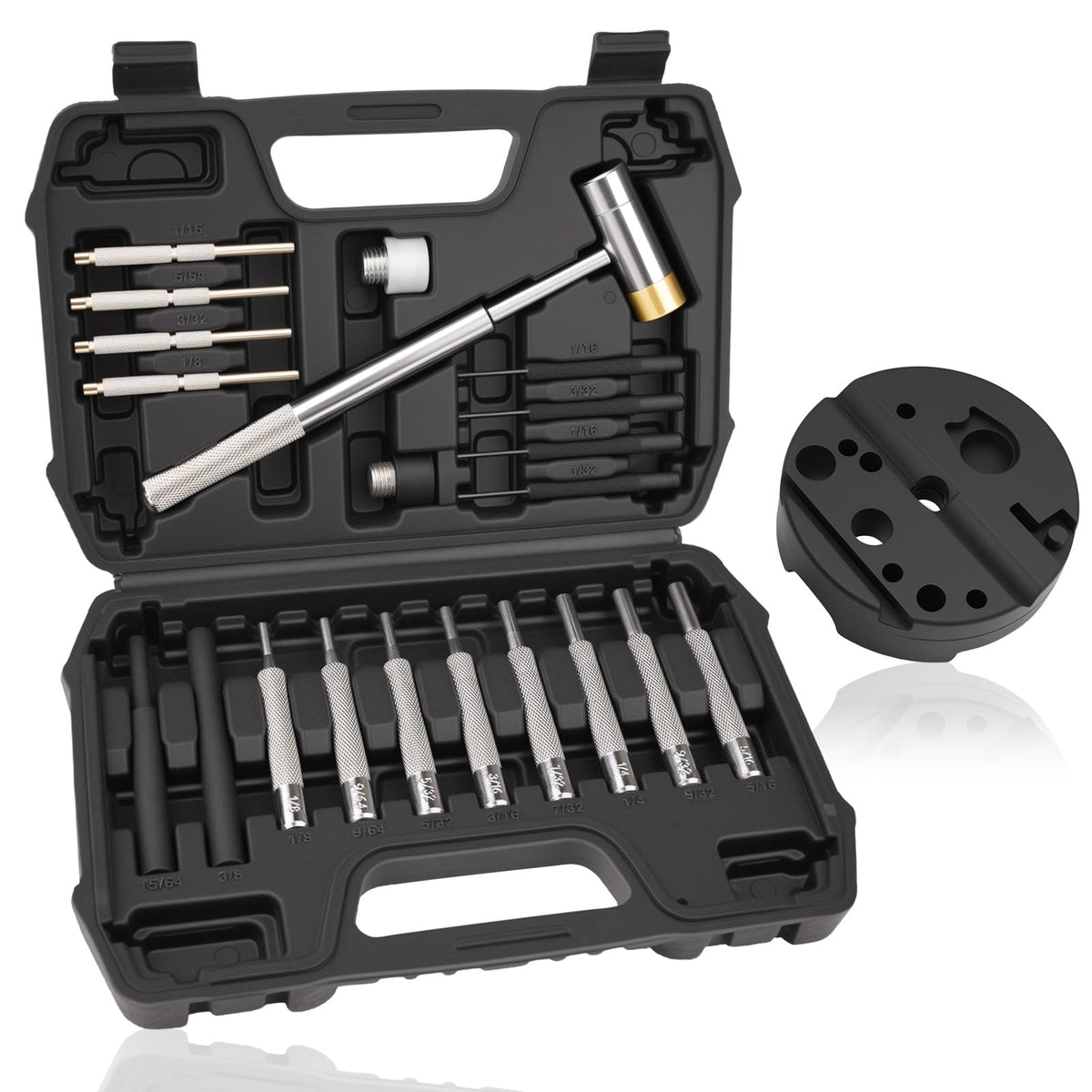Beaiguna 23Pcs punch set in sturdy box for organized metalworking projects.