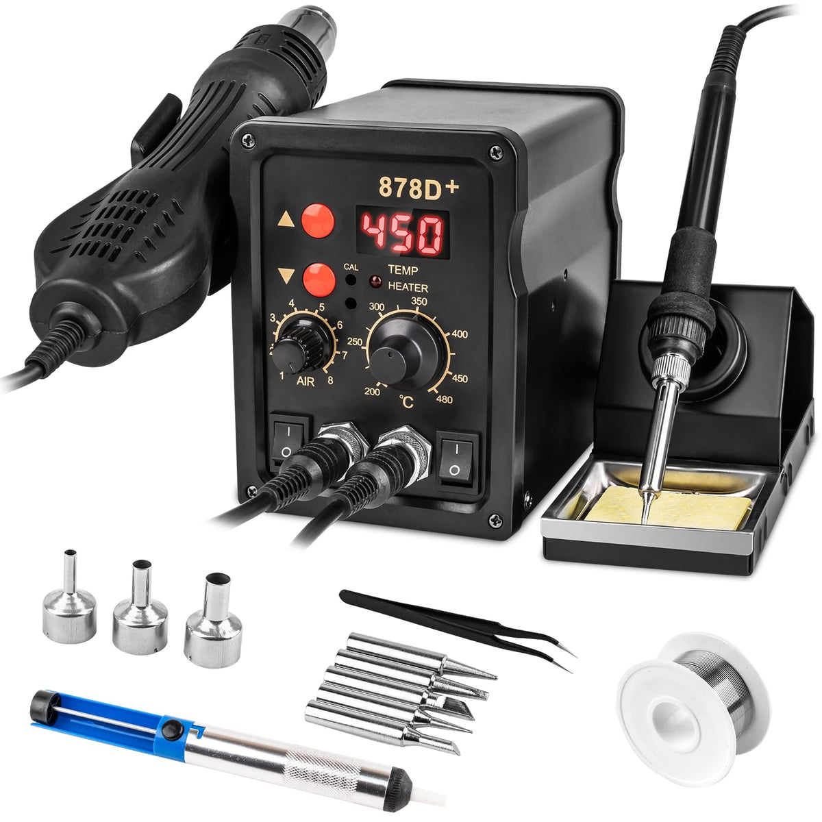 Beaiguna 2-in-1 station shown with compact form factor for space-saving electronics work.