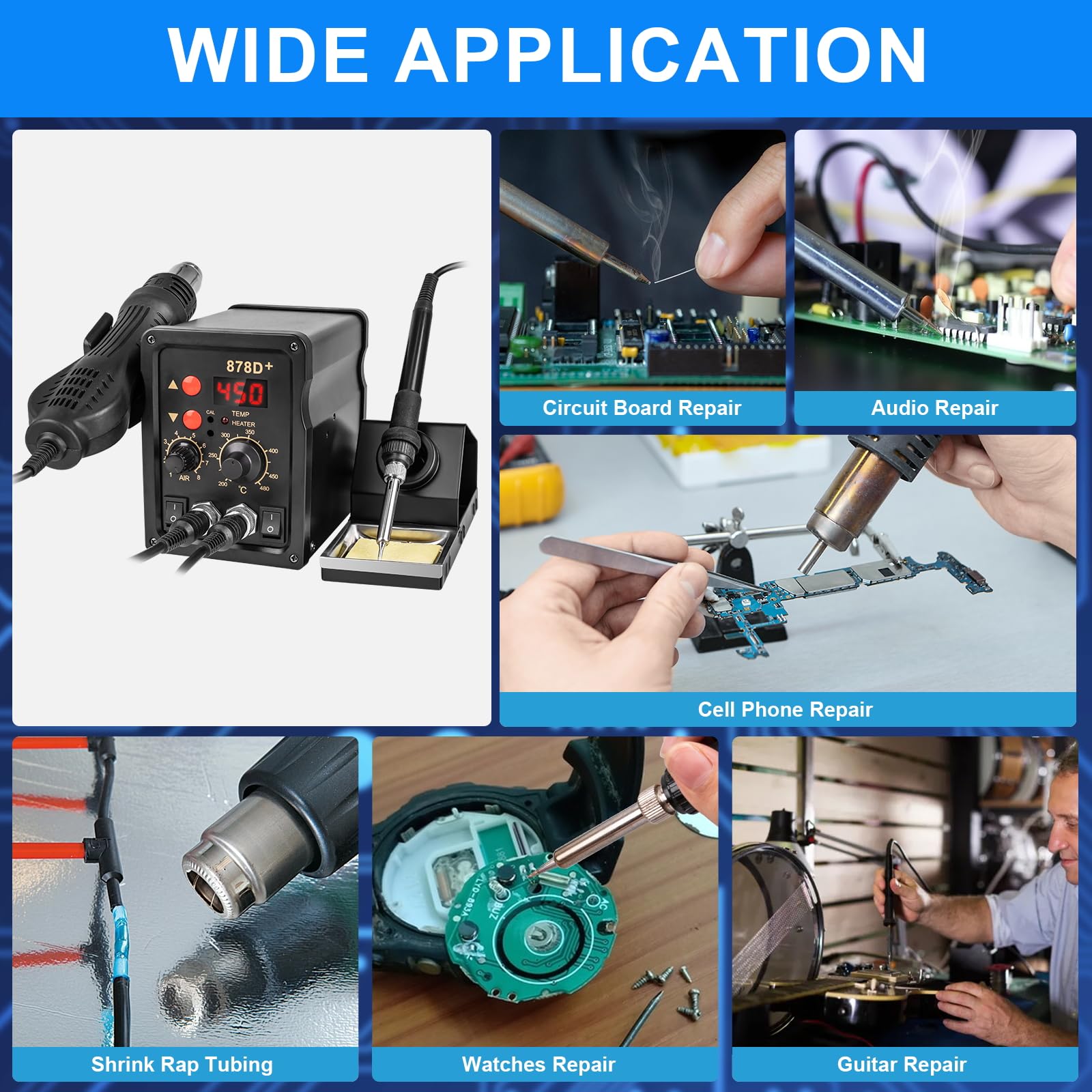Beaiguna included accessories kit with desoldering pump, sponge, tweezers, and wire.