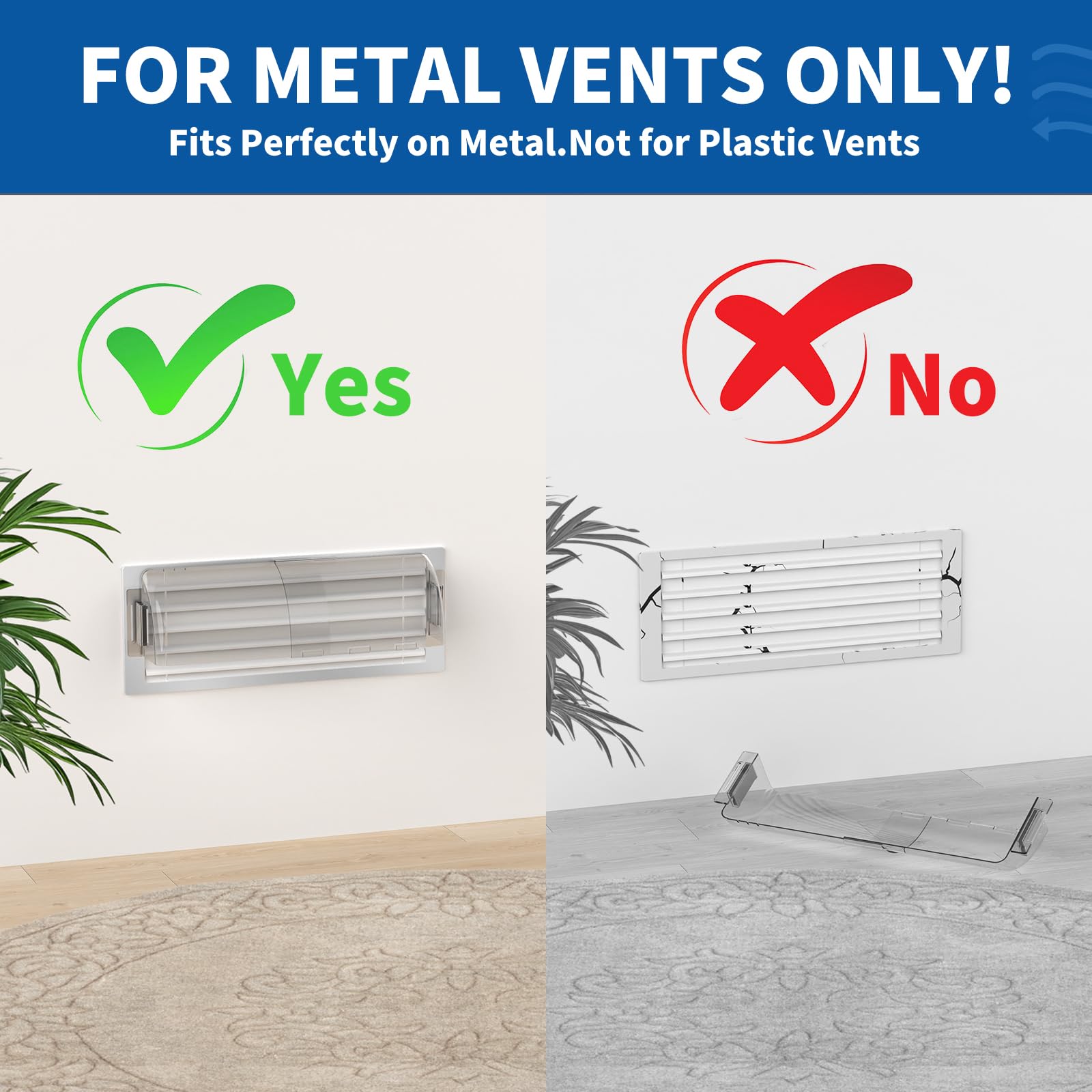 BEAIREOU adjustable 8–14 inch deflectors fit most vents.
