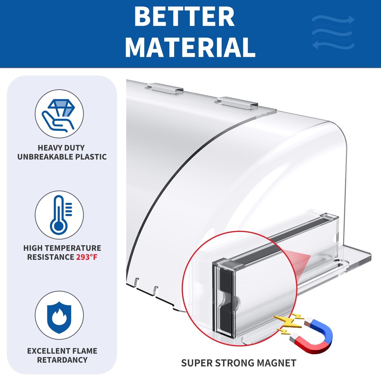 BEAIREOU vent deflectors highlight strong magnetic ends for secure mounting.