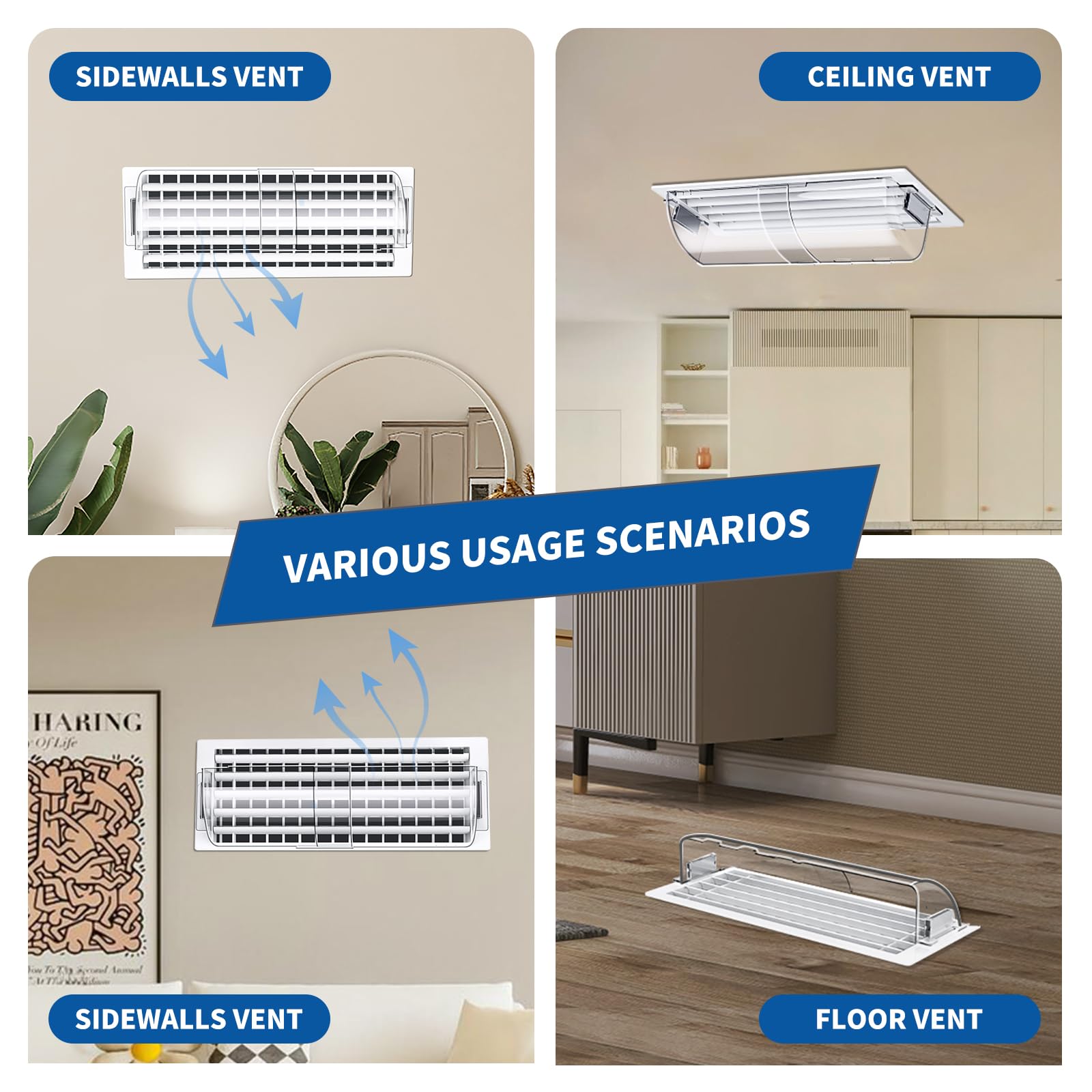 BEAIREOU slim profile directs air without blocking vent openings.