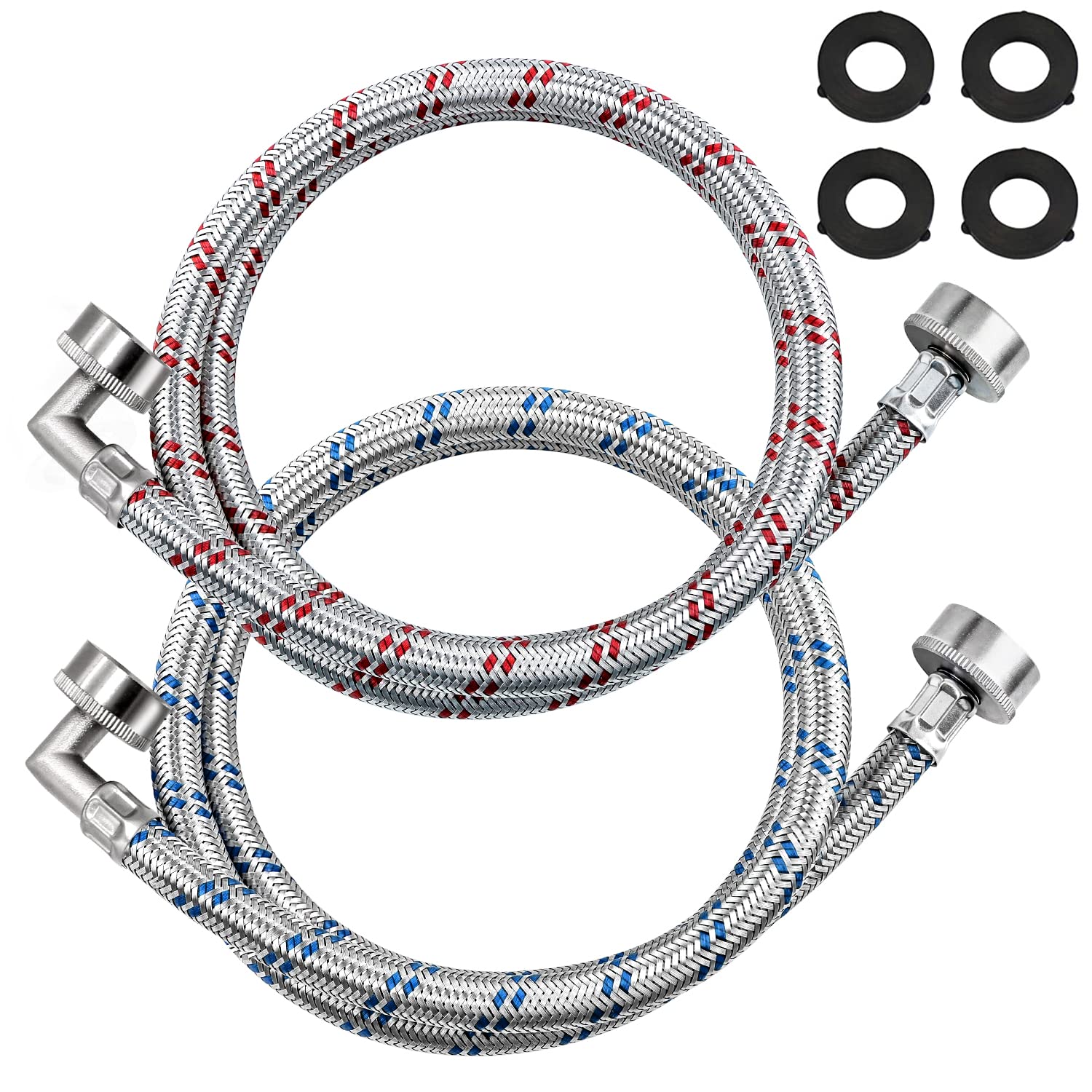 Beaquicy 4ft cold blue washer hose for quick cold-water hookup.