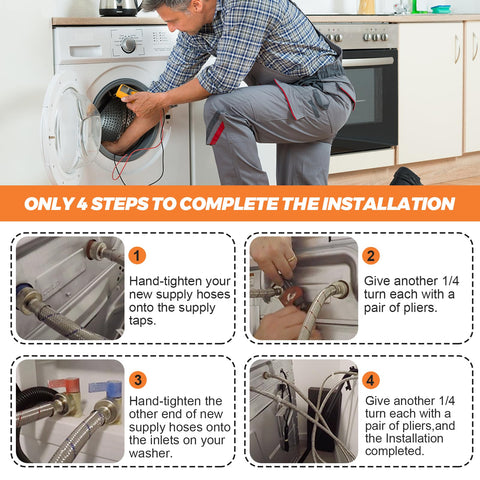 Beaquicy easy-installation hoses with washers and gaskets included.