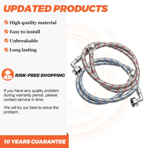 Beaquicy stainless-steel braided hose close-up shows durable construction.