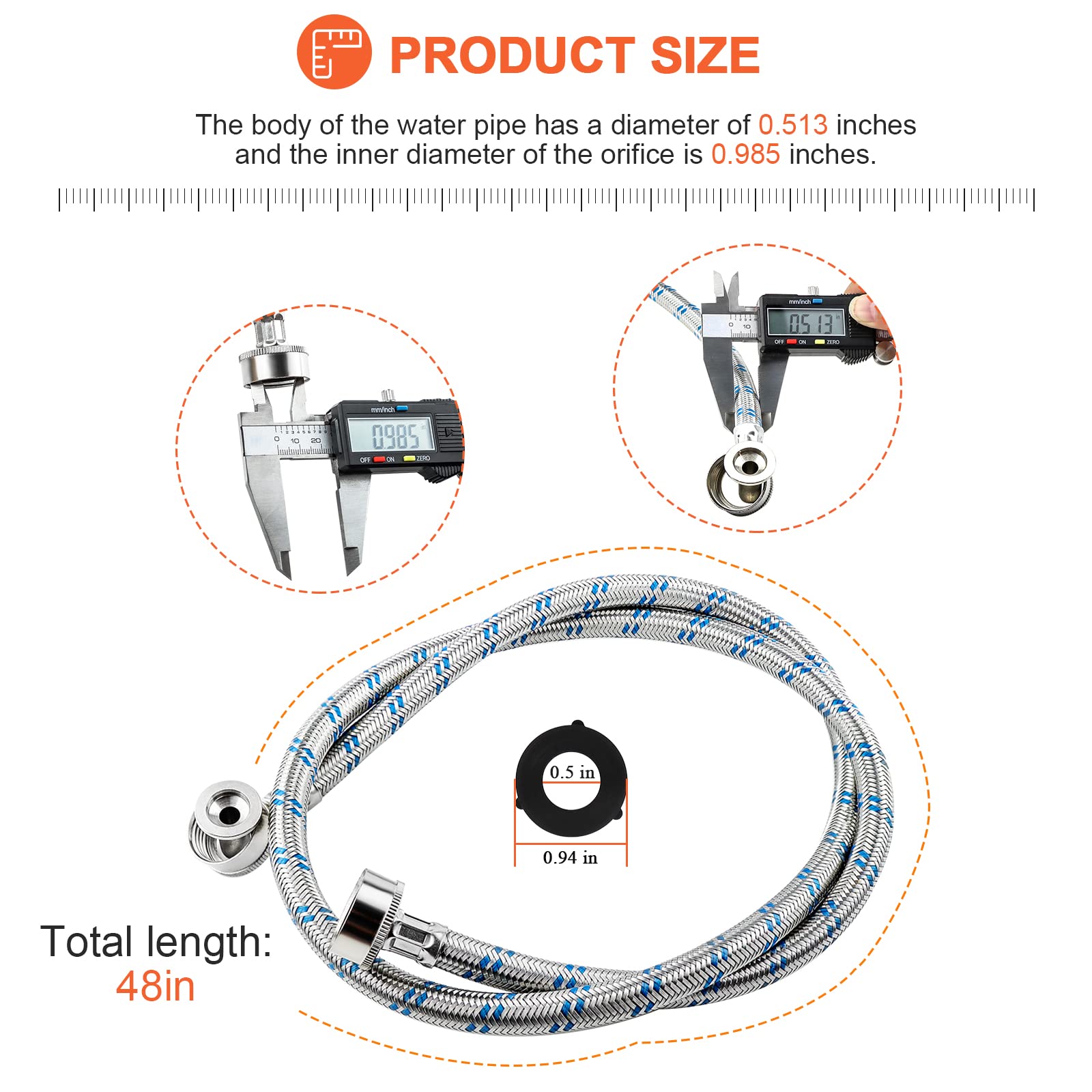 Beaquicy stainless-steel braided outer protects against rust and leaks.