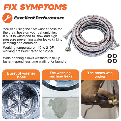 Beaquicy universal 3-4 inch thread hoses ready for standard washers.