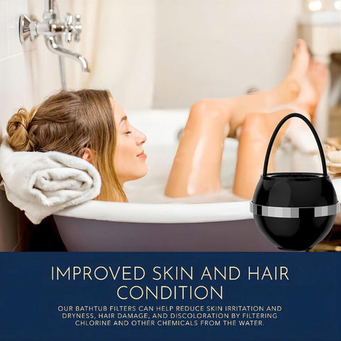 Beati Bath Filter installation on a standard tub faucet showing tool-free setup