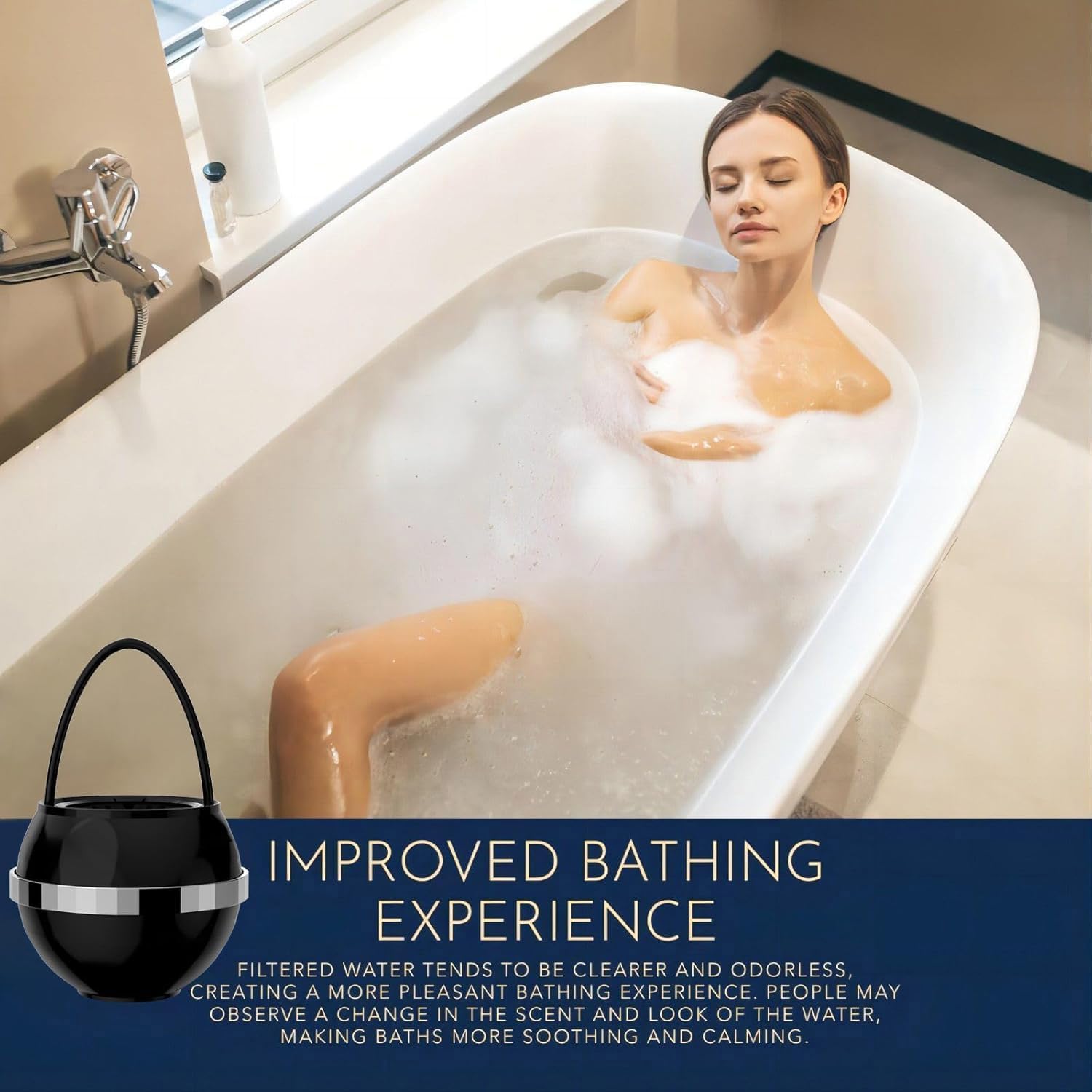 Beati Bath Filter matte black finish on tub faucet adds modern style