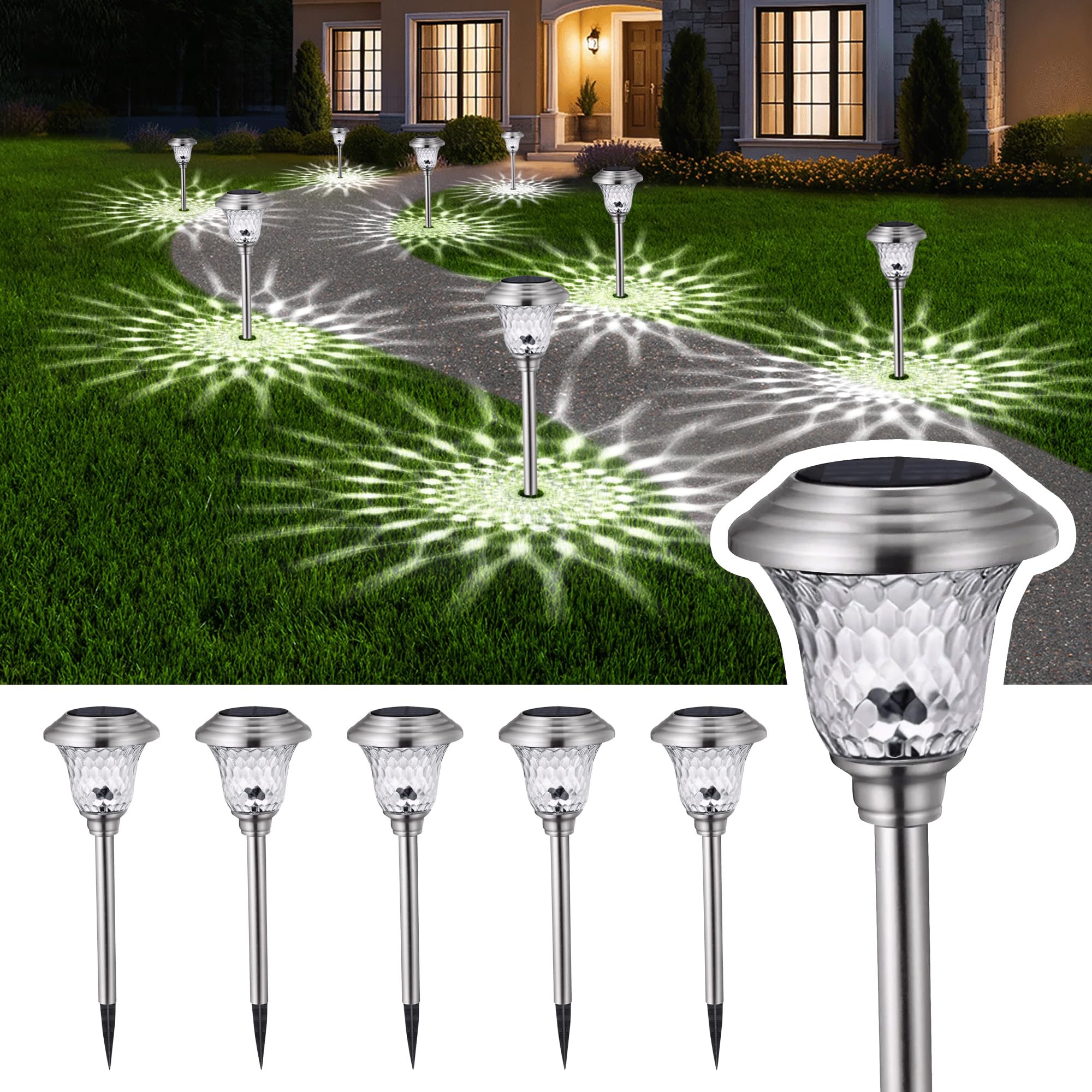BEAU JARDIN solar pathway light white finish for safe walkways