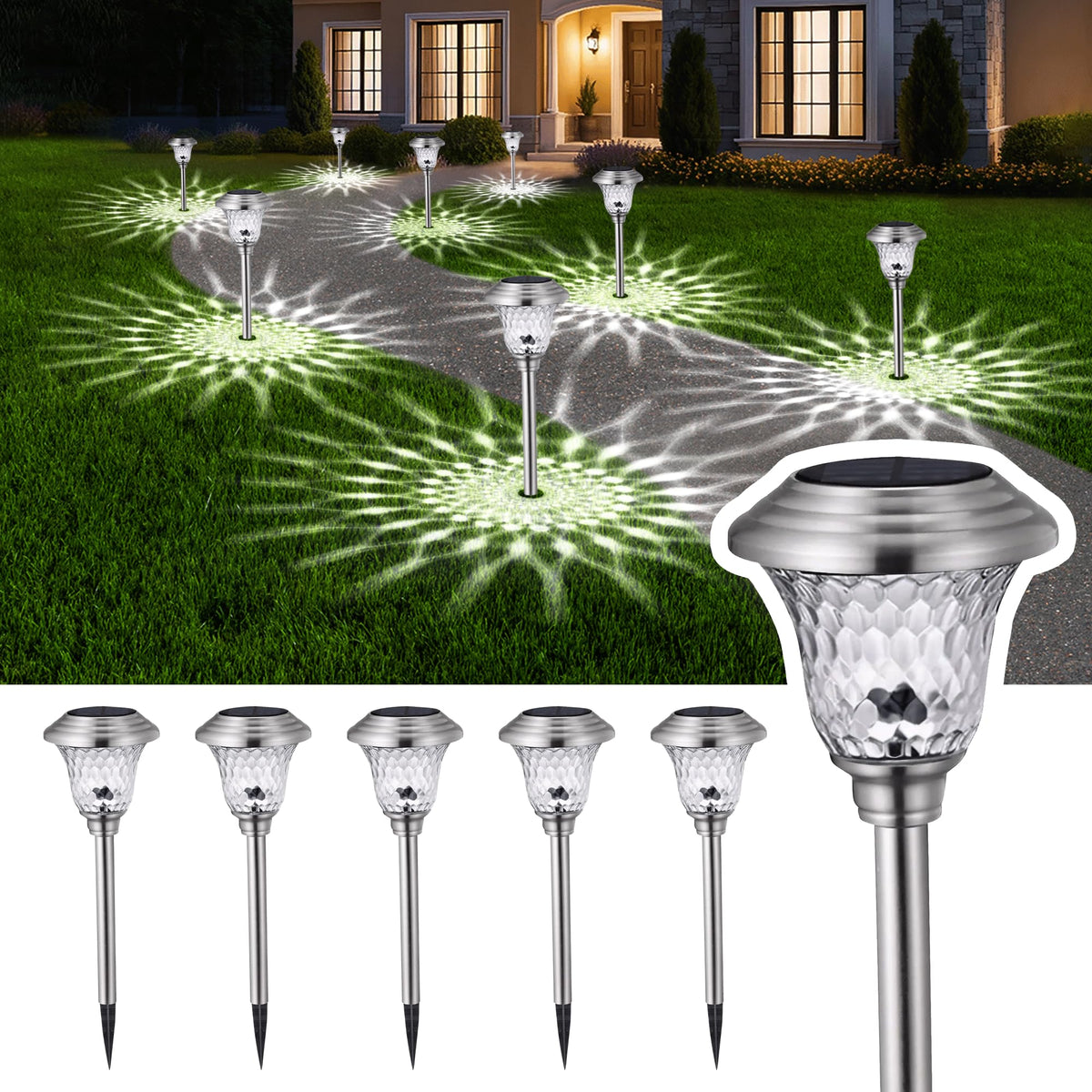 BEAU JARDIN solar pathway light white finish for safe walkways