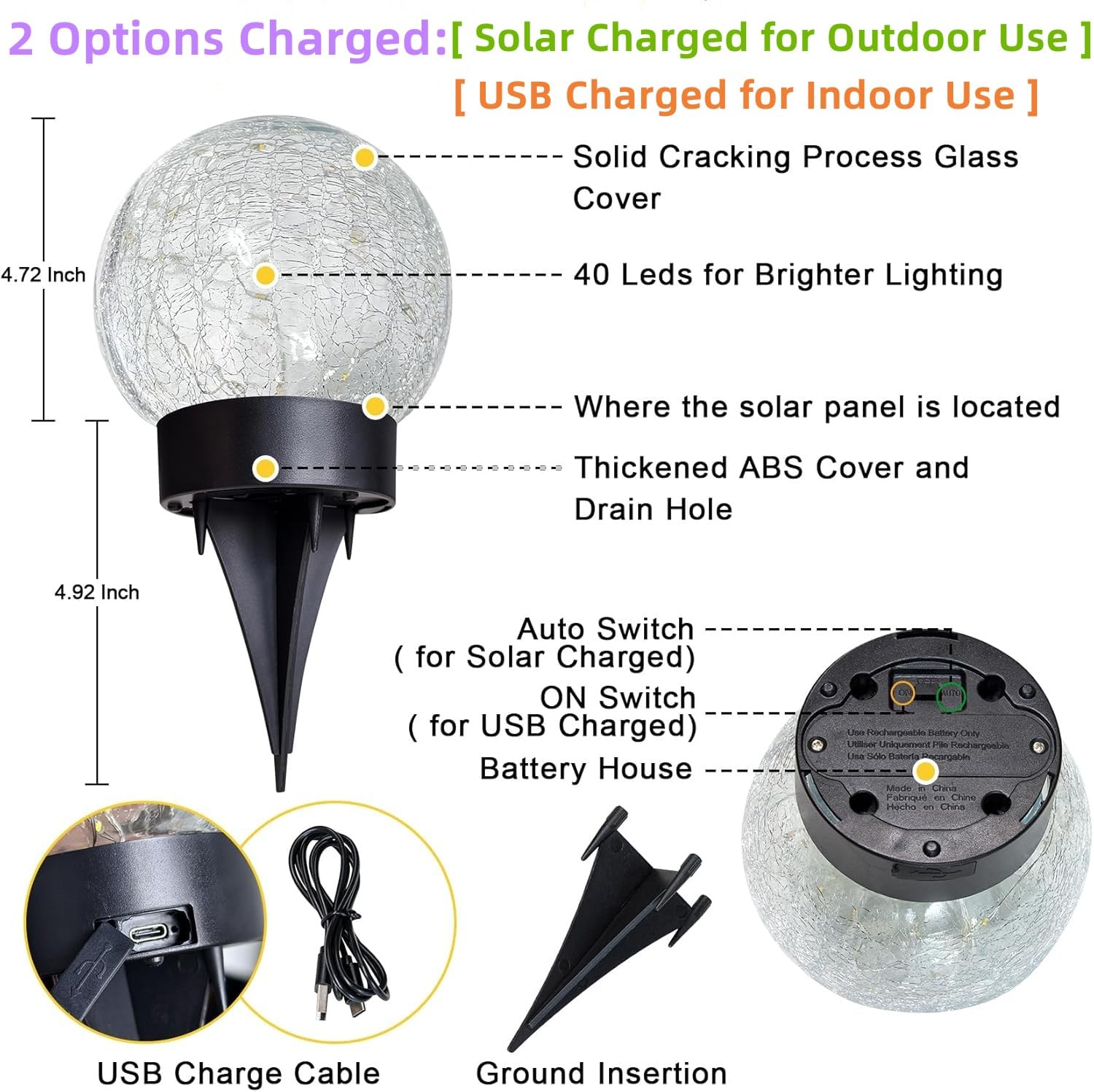 Beautyard garden globe light along a walkway for subtle illumination