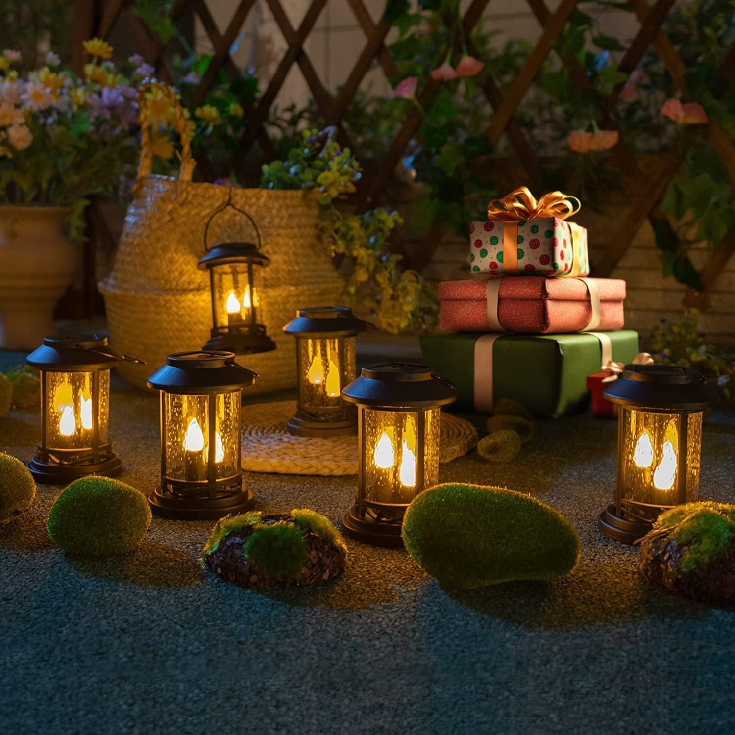 Beautyard stake-lit lantern setup ideal for patios and walkways