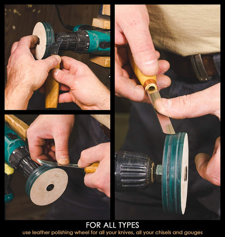 BeaverCraft power drill compatibility image explains quick setup for wheel sharpening
