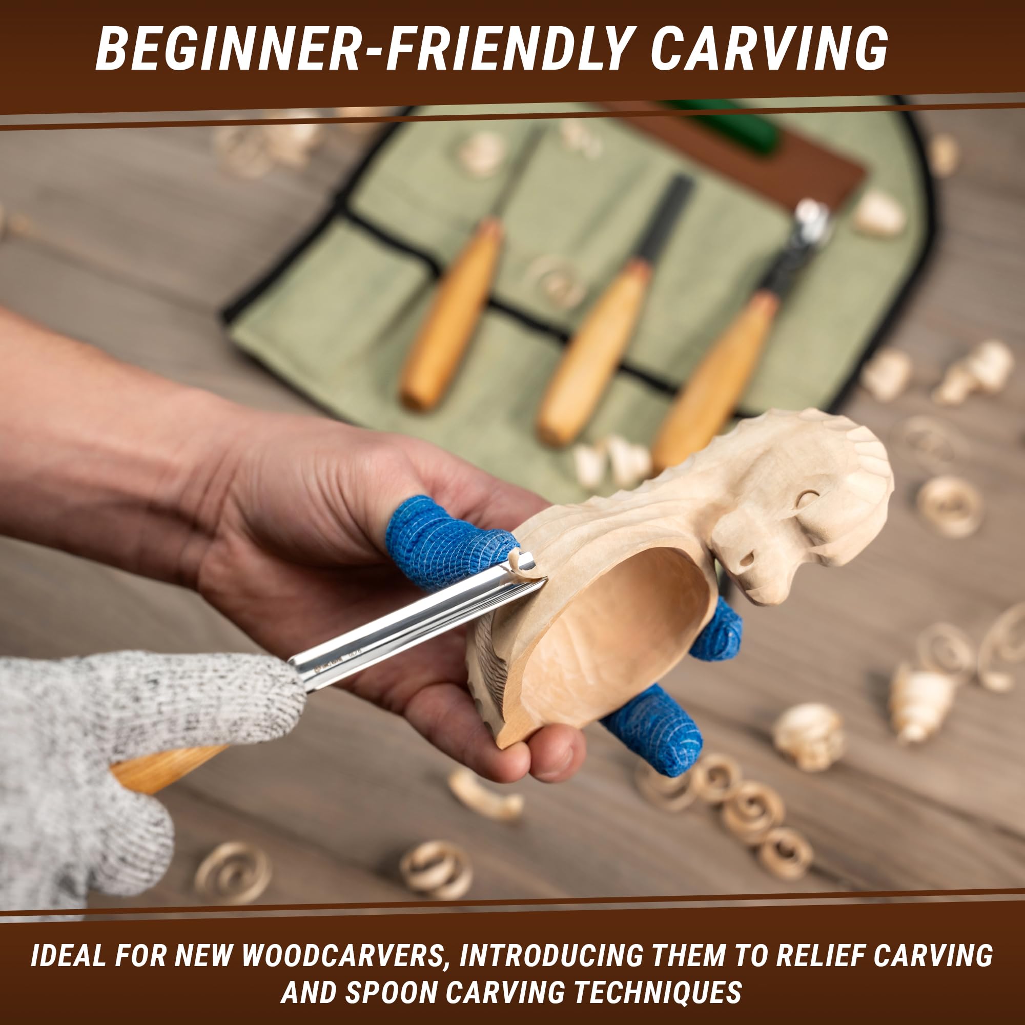 BeaverCraft SC01 V-profile chisel for fine line work in detail carving.