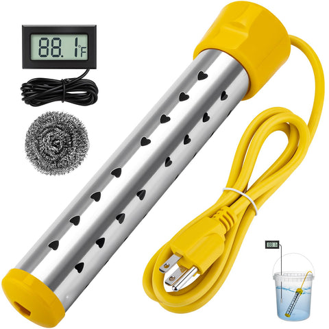 Bebaigowna immersion heater with digital LCD thermometer for precise water heating.