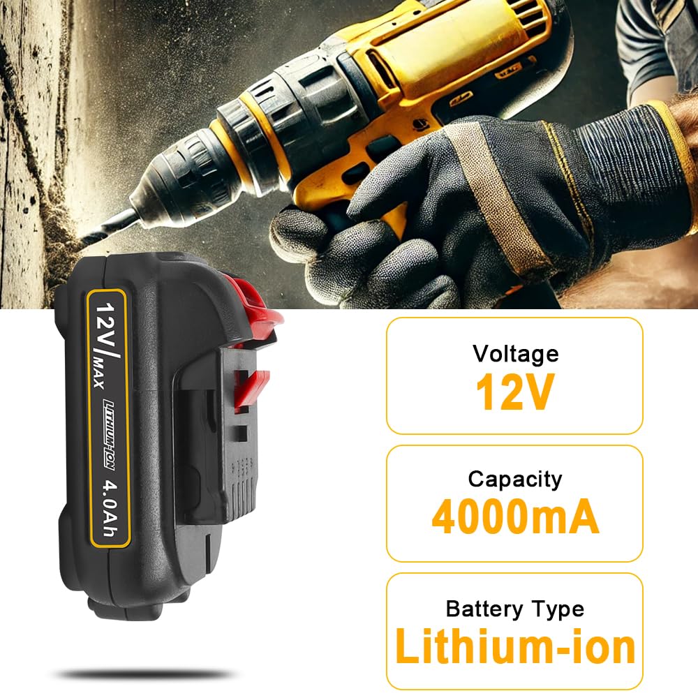 Bebenrama 2Pack 4.0Ah battery compatible with Dewalt DCB121 for versatile use.