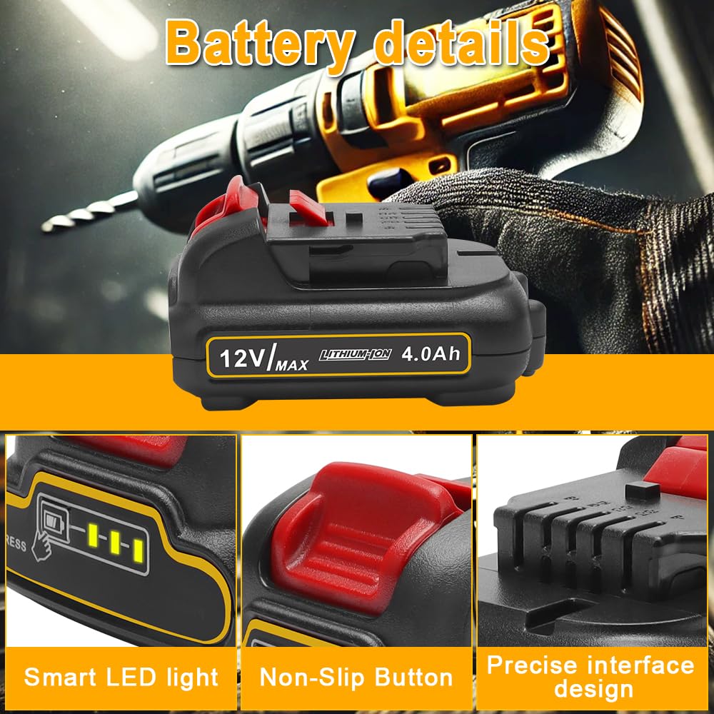 Bebenrama 2Pack 4.0Ah battery compatible with Dewalt DCB127 for longer sessions.