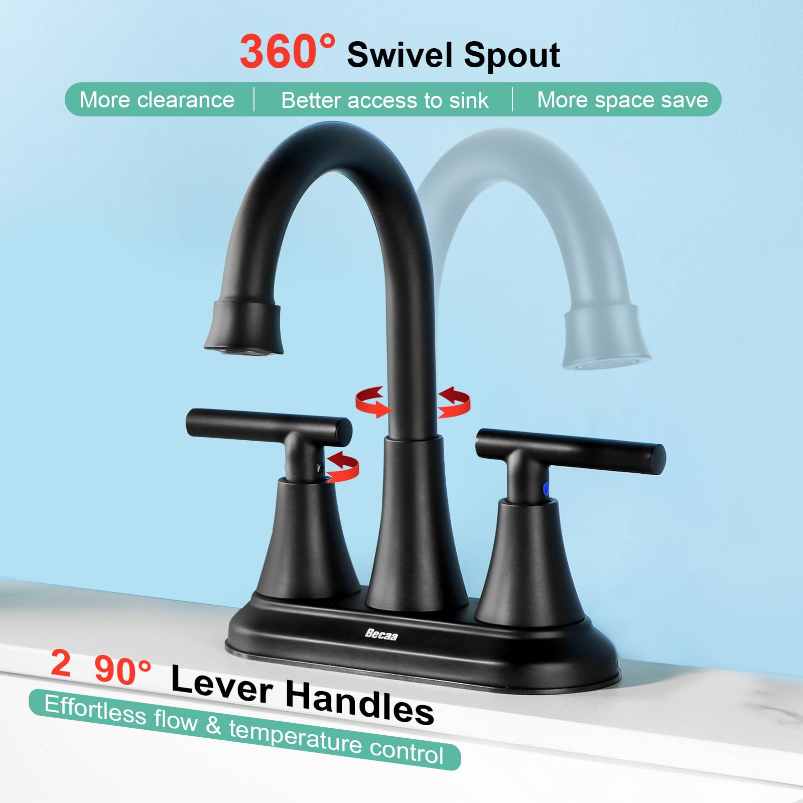 Becaa 360-degree swivel spout for easy sink access