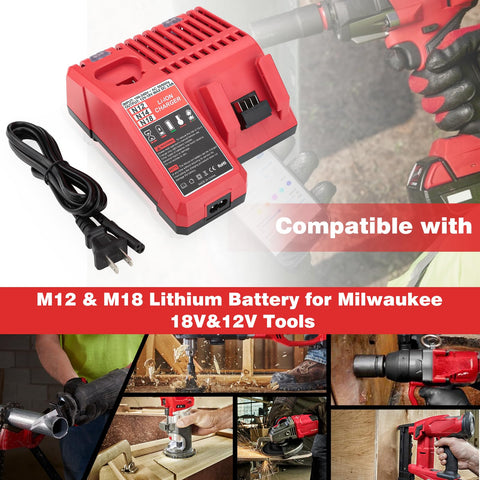 BECDXPal charger compatible with M18 and M12 batteries of the Milwaukee line
