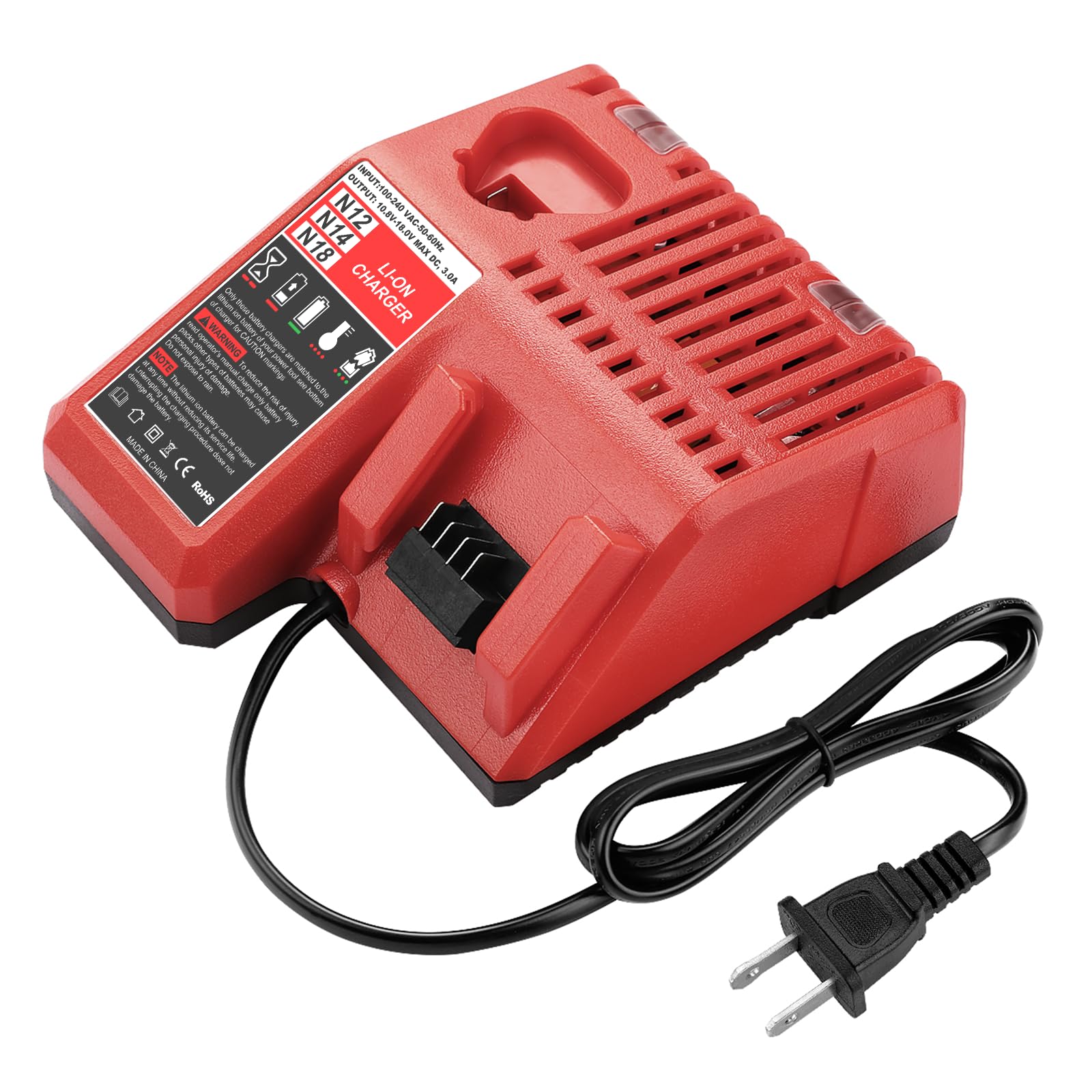 BECDXPal M18/M12 charger front view showing compact design and rapid charging efficiency