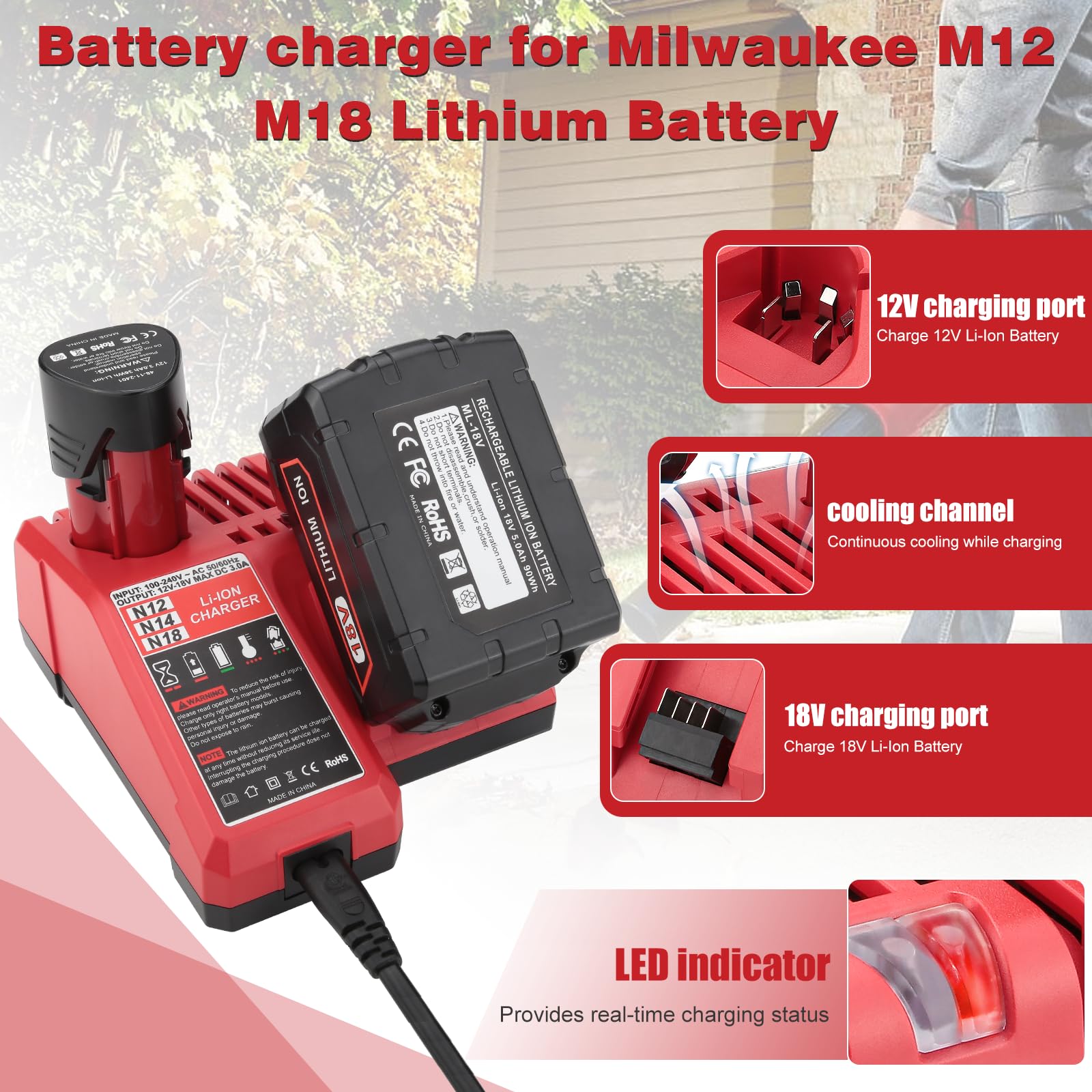 BECDXPal charger with LED indicators clearly displaying charging status