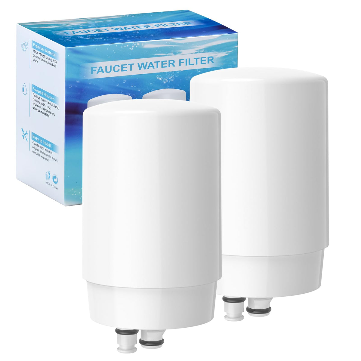 Beckacher 2-pack faucet filter cartridges for Brita systems improve taste and odor.
