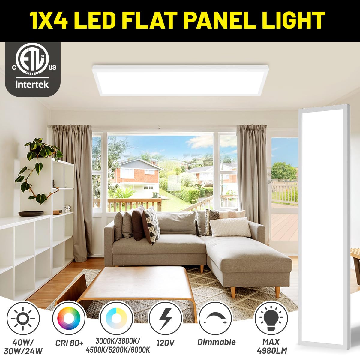 BeckTour 1x4 LED panel ceiling-mount demonstrates flush integration for kitchens.