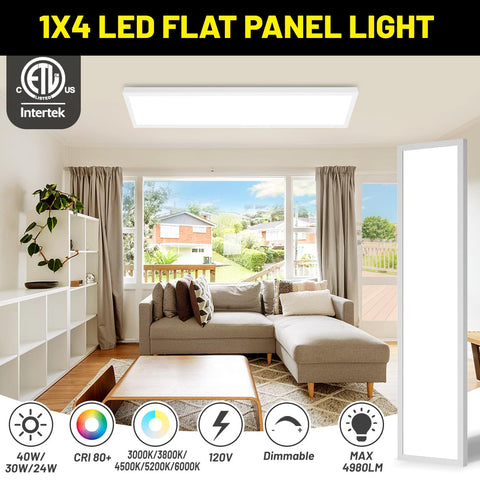 BeckTour 1x4 LED panel ceiling-mount demonstrates flush integration for kitchens.