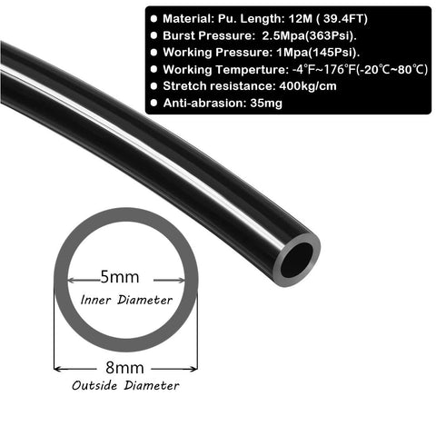 Beduan PU tubing with 5mm inner diameter supports precise connections.
