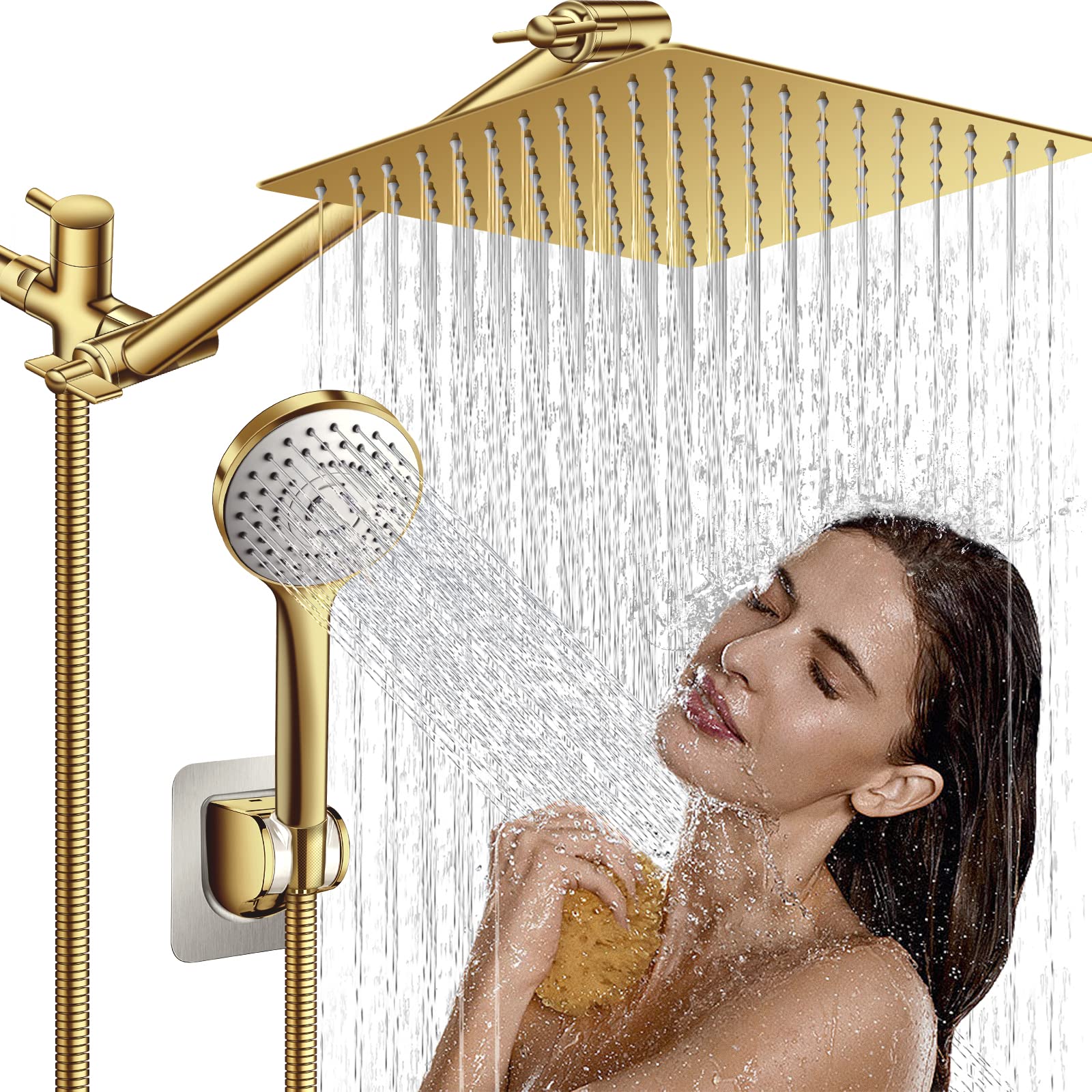 Beekim gold 10-inch rainfall shower head delivers full-body coverage for a spa-like shower