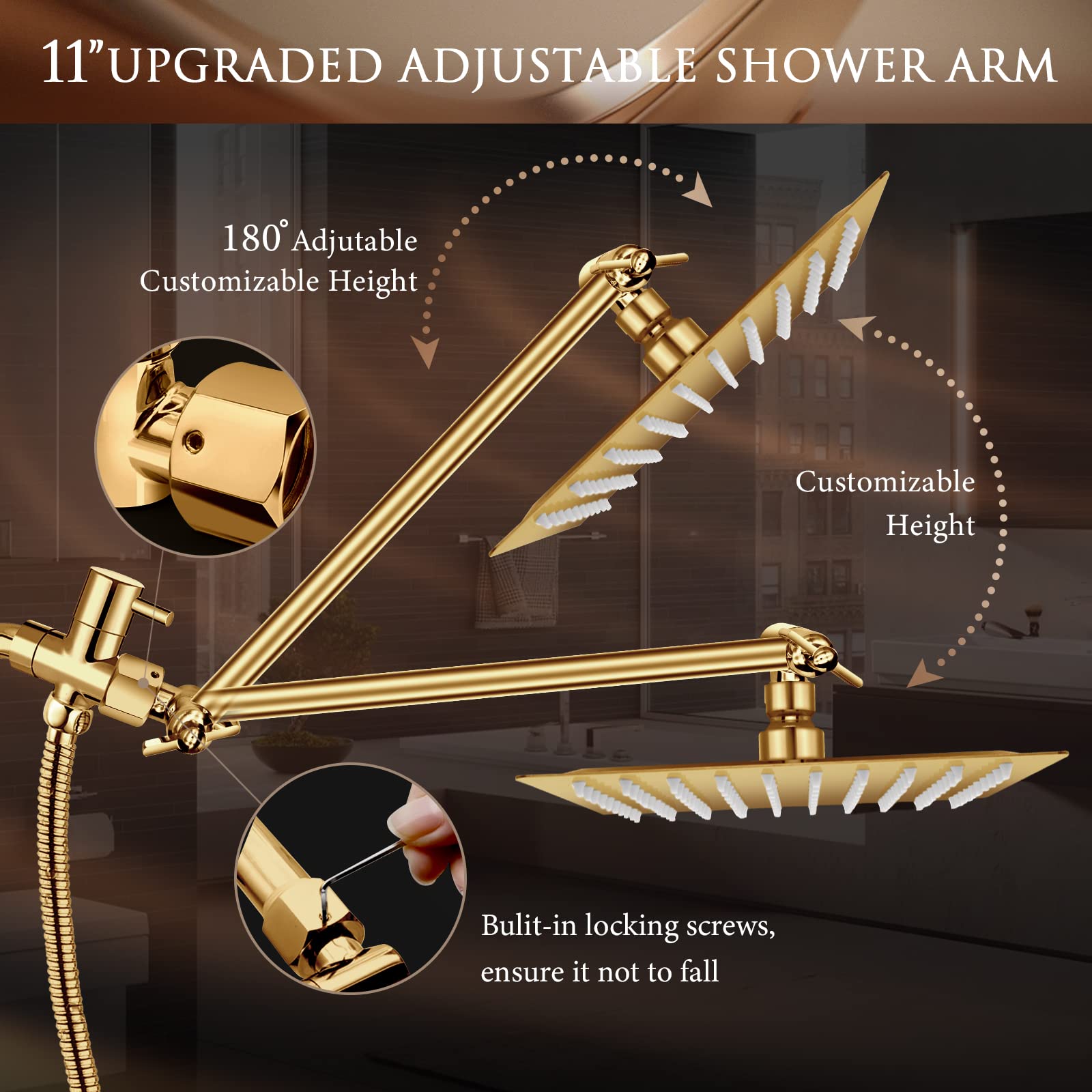 Beekim gold anti-leak design reduces drips for a smooth shower experience