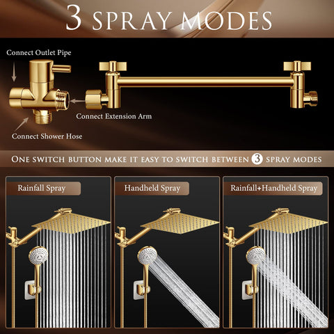 Beekim gold handheld shower head offers flexible use and targeted rinsing
