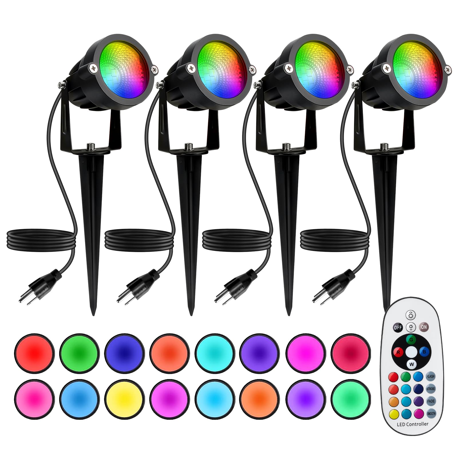 BeeLinks 12W RGBW outdoor spotlight for yard decor with color options