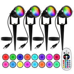 BeeLinks 12W RGBW outdoor spotlight for yard decor with color options
