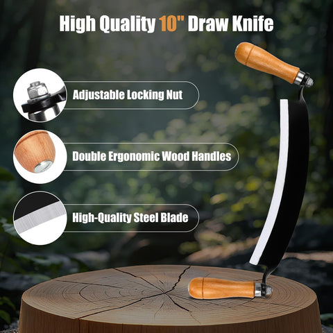 Beendou curved draw knife for controlled debarking and shaving.