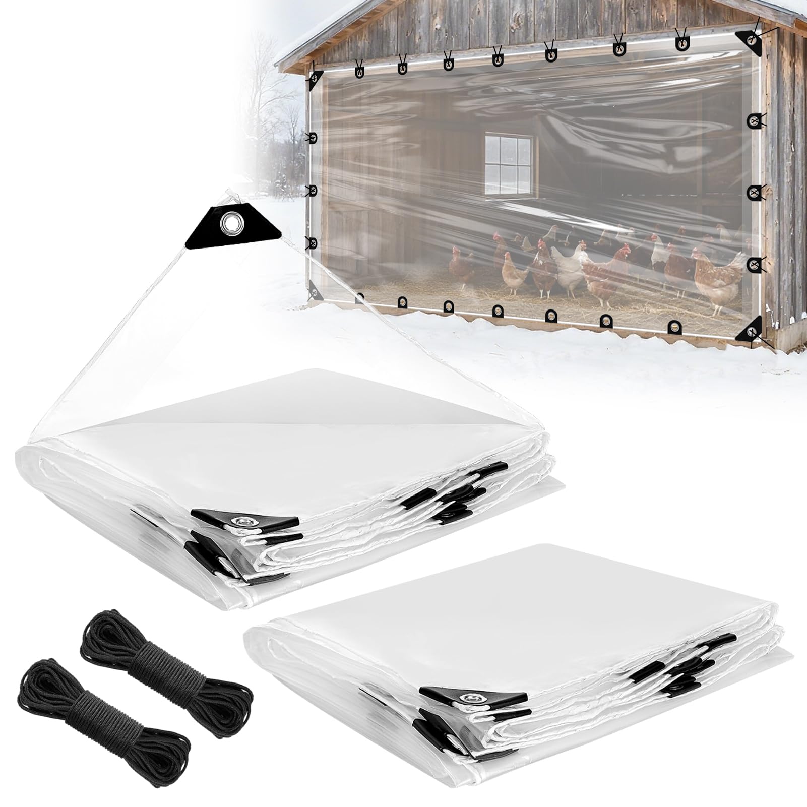 Beeplove clear tarp coop cover lets light through while shielding the coop from elements.