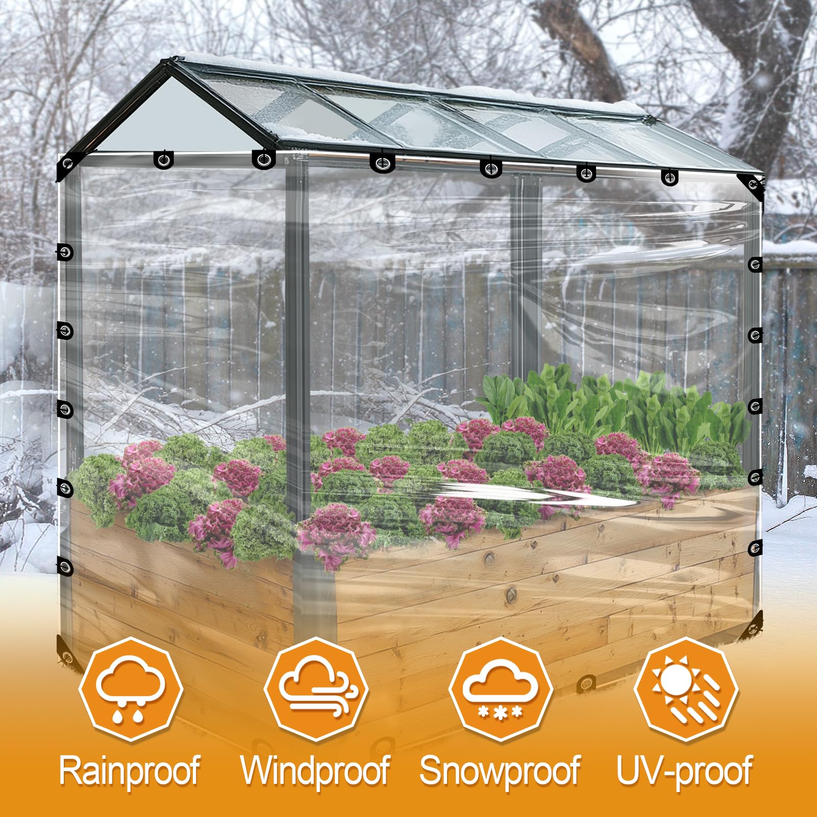 Beeplove transparent tarp on greenhouse provides light transmission while protecting