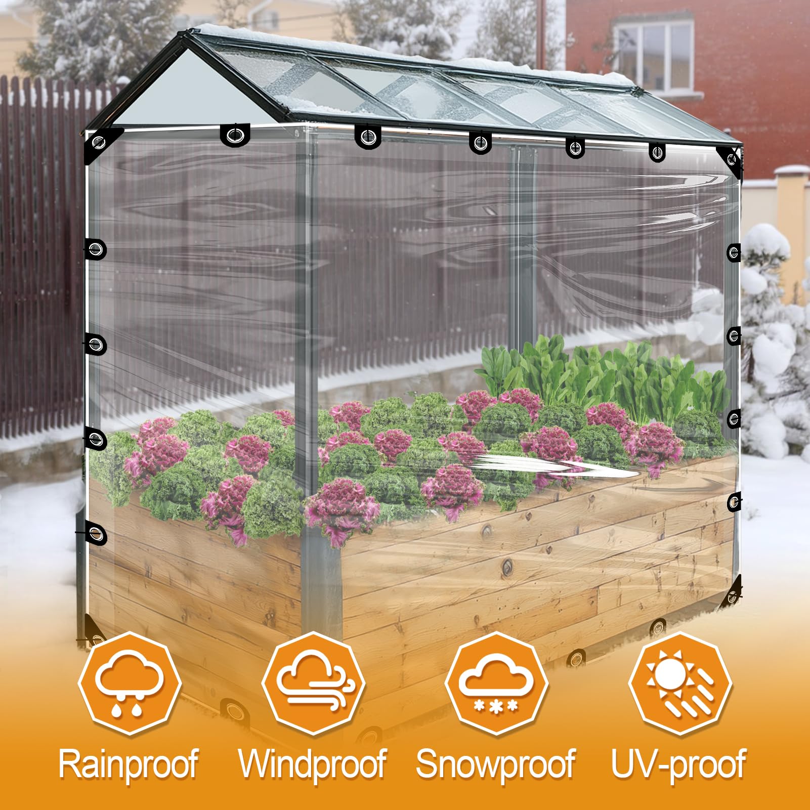 Beeplove waterproof tarp keeps chicken coop and garden dry during rain and snow